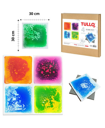 Ścieżka sensoryczna, sensoryczne płytki z cieczą 30x30 cm, maty płynne 4 szt.