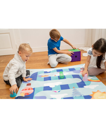 Mata mega gra Przygoda. Zestaw XXL mata animacyjna 150x150 cm + kostka + woreczki do gry